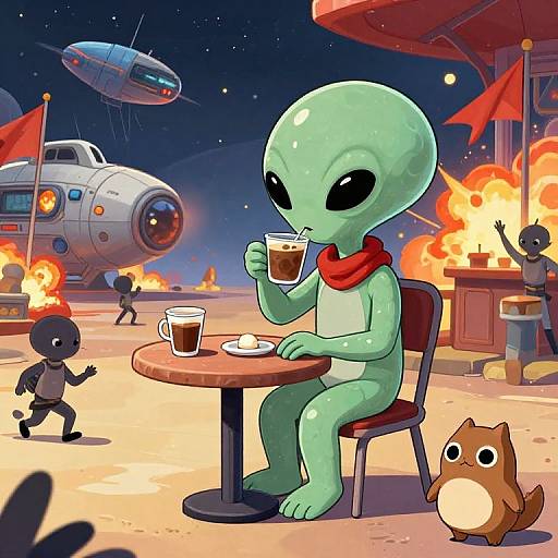 Alien Polishing at Futuristic Spaceport Riot