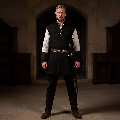 Medieval Warrior in Stone Chamber