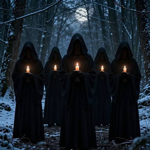 Eerie Winter Forest Cult Ritual