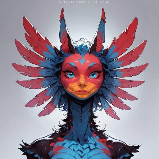 Vibrant Bird-Human Artist Portrait