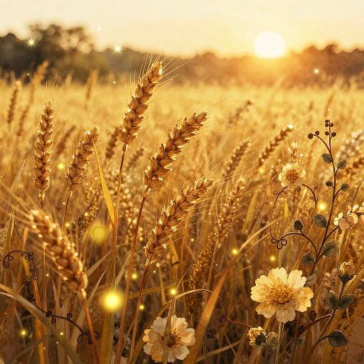 Golden Wheat Meadow at Sunset