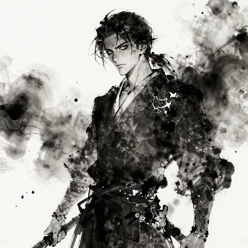 Shinkawa-Inspired Cyberpunk Warrior Portrait