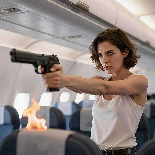 Action-Packed Airplane Interior Scene