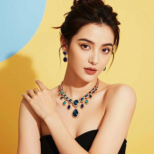 Elegant Woman Wearing Statement Jewelry