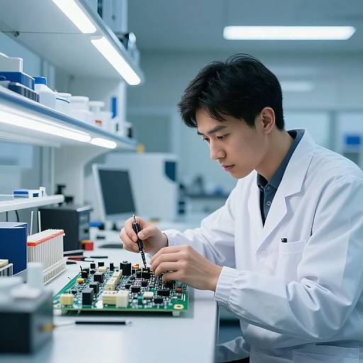 Engineer Inspecting Circuit Board