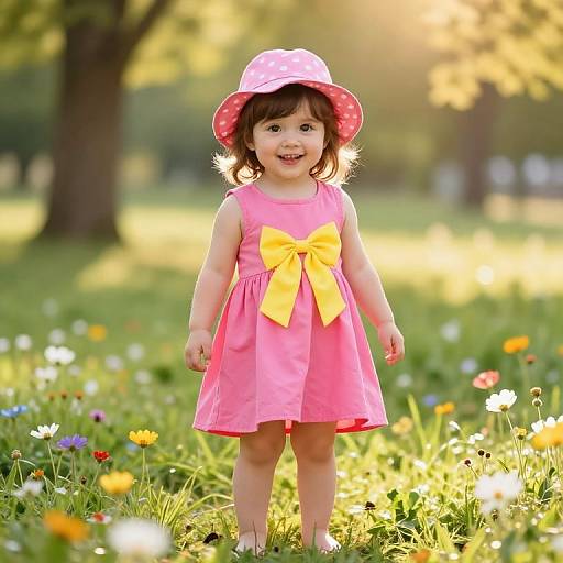 Cheerful Girl in Sunny Meadow