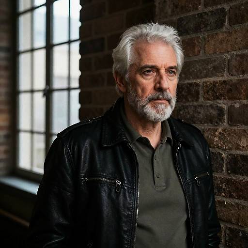 Middle-Aged Man in Dim Urban Setting