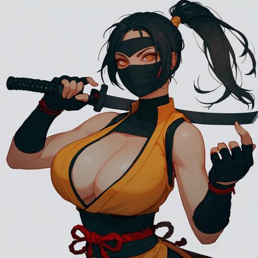 Ninja Girl with Weapon and Mask