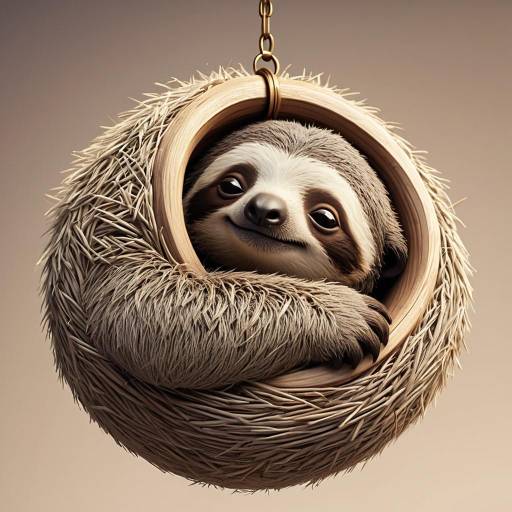3D Pixar-Style Sleepy Sloth Cub in Hanging Nest
