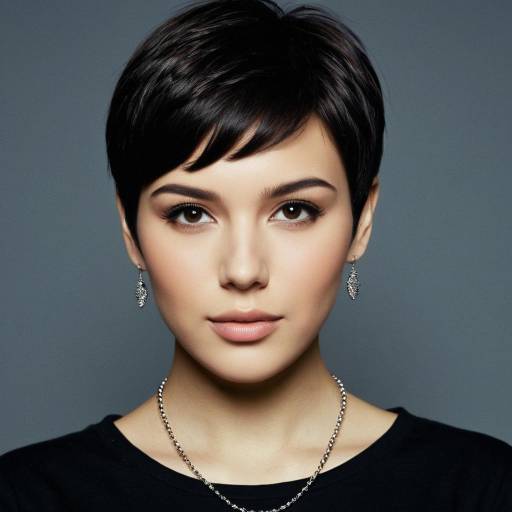 Photorealistic Dark Brown Pixie Cut Portrait