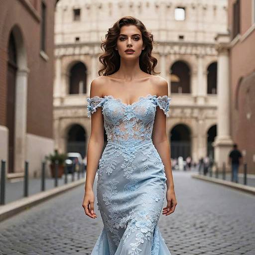 Elegant Woman in Romantic Lace Gown