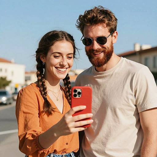 Joyful Outdoor Couple Selfie