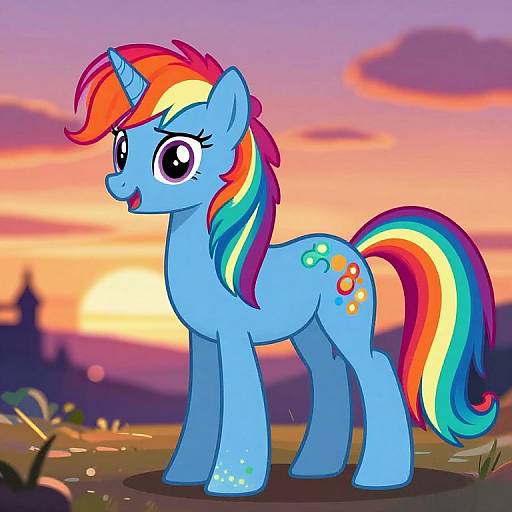 Surreal Rainbow-Hued Fantasy Horse