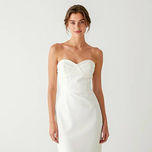 Young Woman in White Strapless Dress