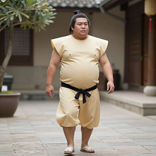 Man in Traditional Sumo Costume