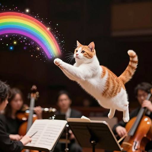 Cat Conductor with Rainbow Melodies