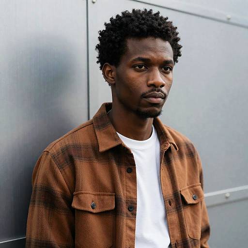 Serious Portrait of Black Man in Plaid