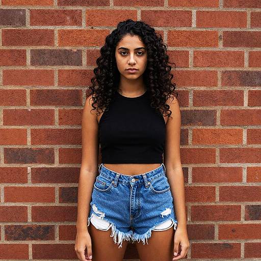 Young Woman Against Brick Wall