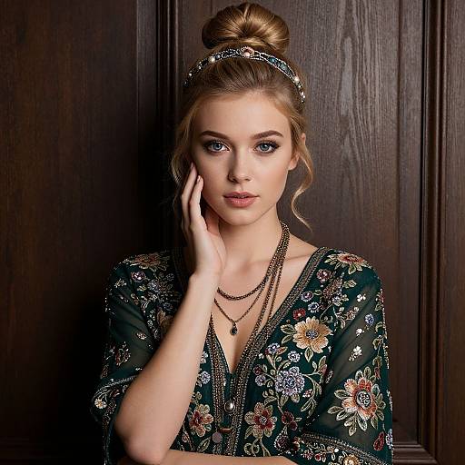 Elegant Portrait of Golden-Haired Woman