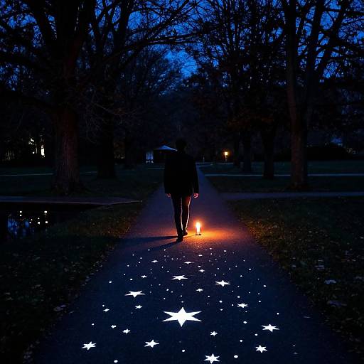 Candlelit Walk Under Starry Night