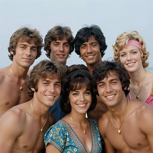 Vibrant Group Photo with 1970s Flair