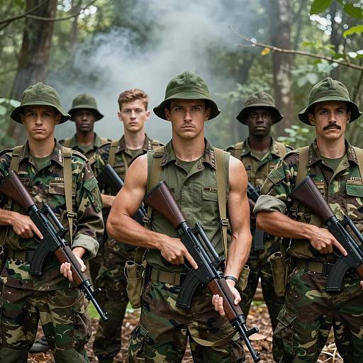 Intense Soldier Portrait in a Forest