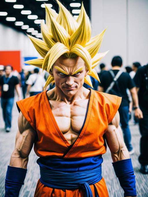 Man in Super Saiyan Cosplay Costume