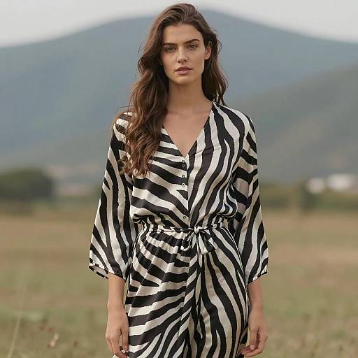 Zebra Print Dress in Natural Outdoor Setting