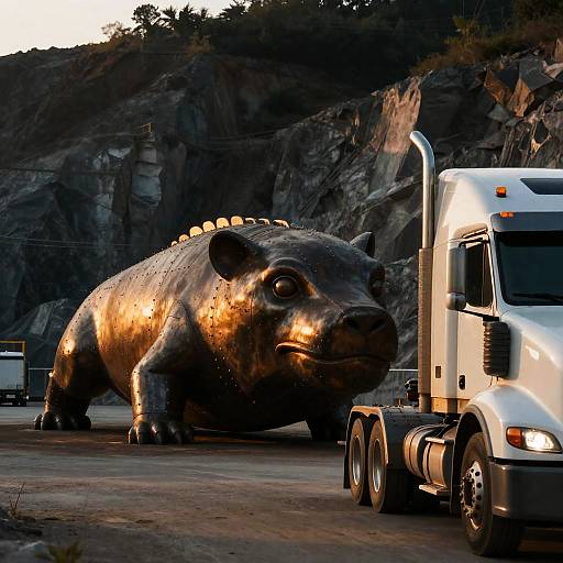 Giant Steel Leviathan Sculpture at Quarry