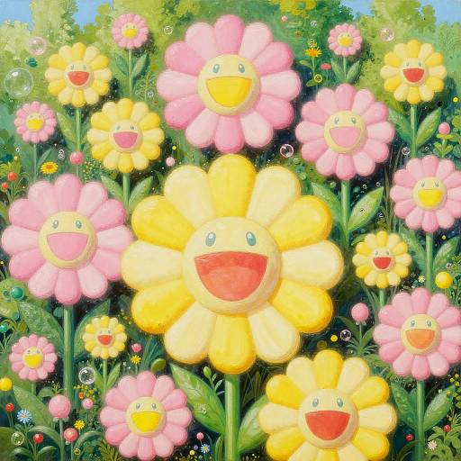 Murakami-Inspired Fantastical Flower Garden