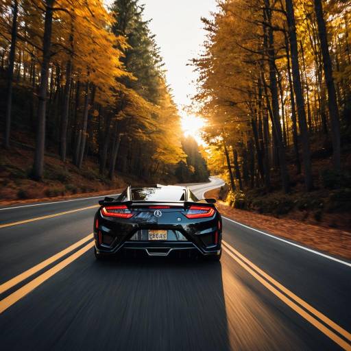 Acura NSX Speeding on Autumn Road