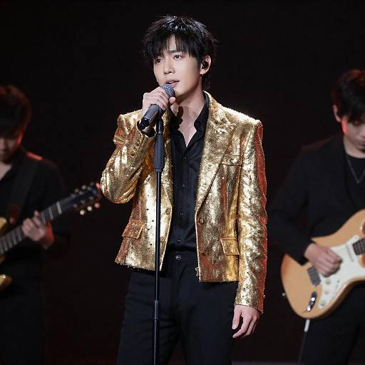 Male Singer in Gold Sequin Jacket