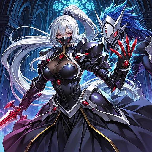 Illustration of Hakumen, blazblue in the style of Mizuhara yuu