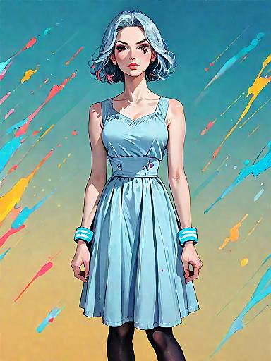 Stylish Woman in Navy Blue Dress