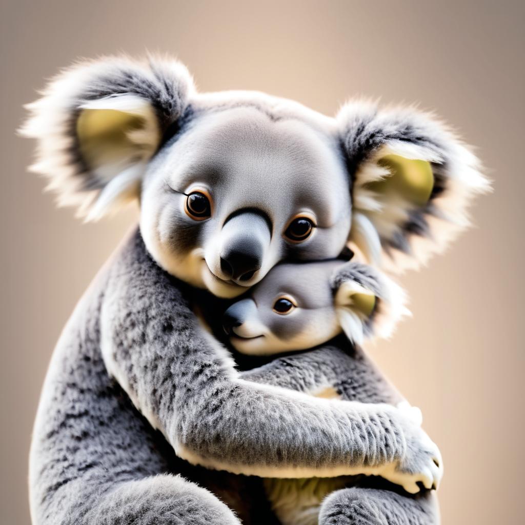 Tender Embrace of Koala Mother and Baby