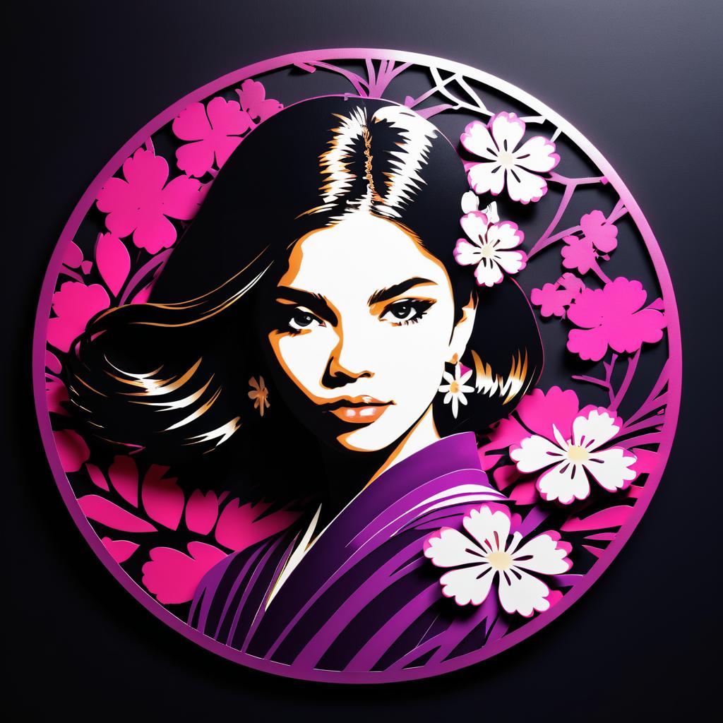 Zendaya Stencil Art with Sakura Blossoms