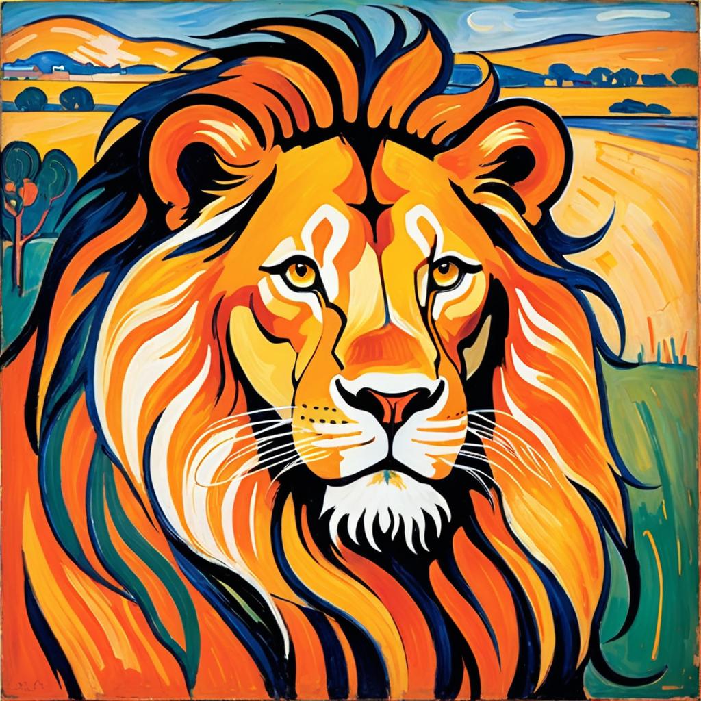 Expressionist Portrait of a Vibrant Lion