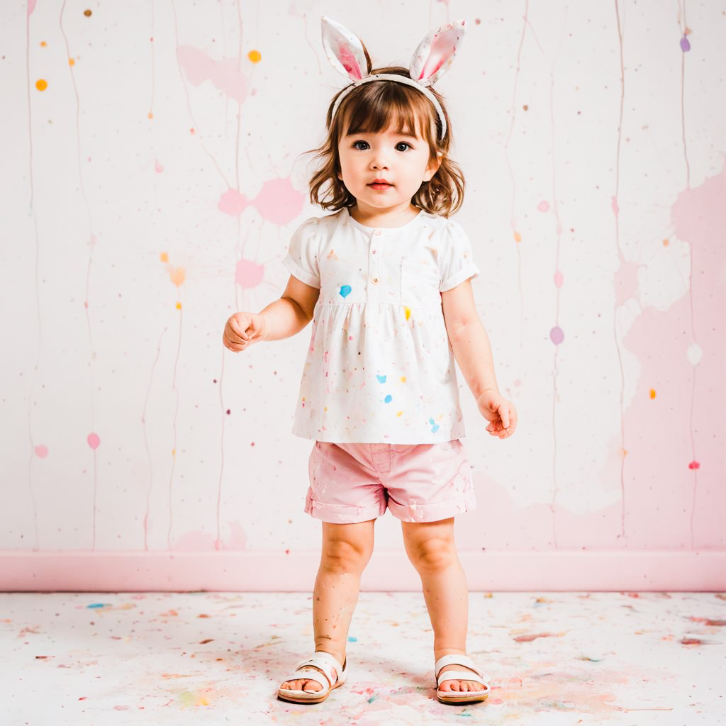 Playful Toddler in Pastel Easter Outfit