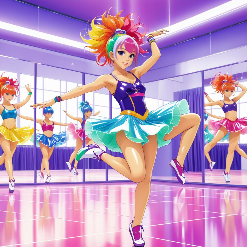 Colorful Dancer Practicing in Anime Style