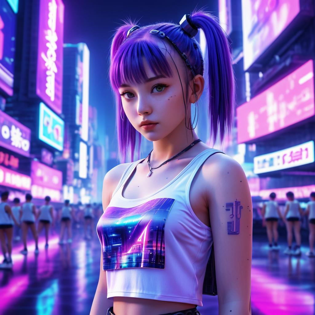 Cyberpunk Girl in Neon World