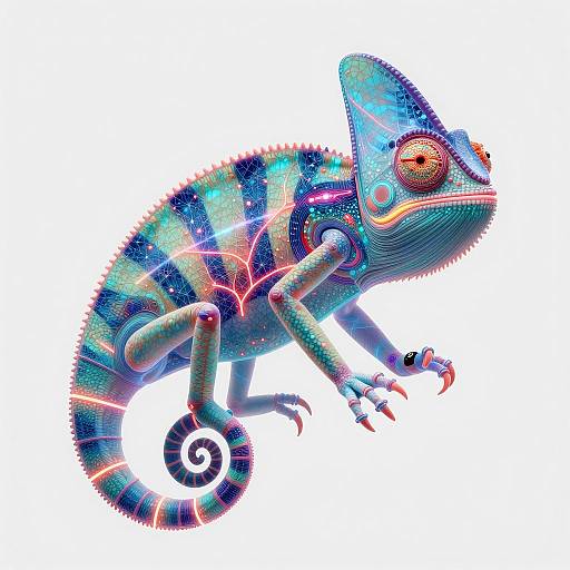 Futuristic Neon Cyberpunk Chameleon