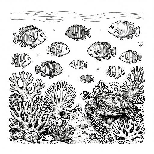 Realistic Ocean Coral Reef Coloring Page