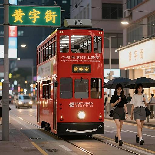 Vibrant Nighttime City Street Scene