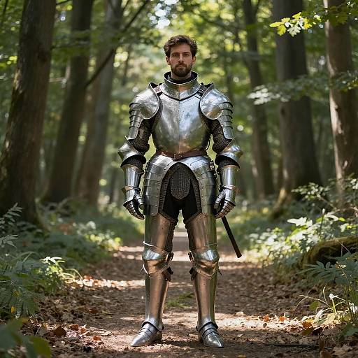 Confident Knight in a Serene Forest