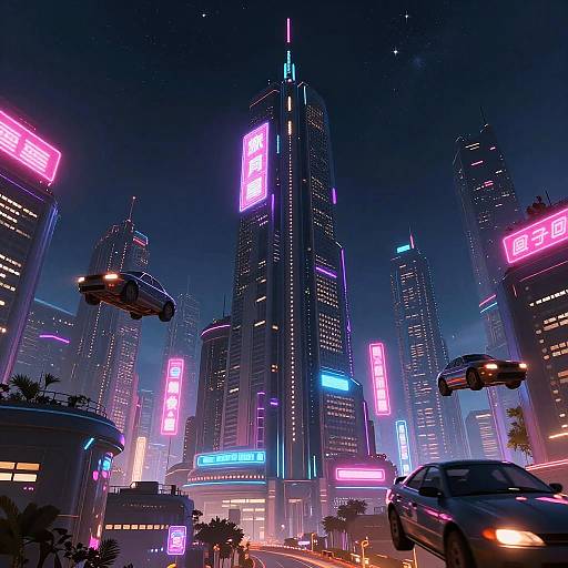 Futuristic Cyberpunk Cityscape Night