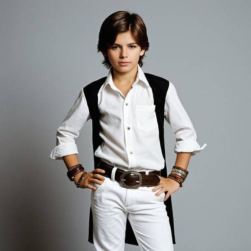 Boy in Stylish White Shirt and Pants