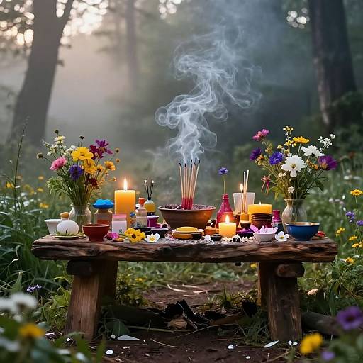 Mystical Votive Altar in Forest Dawn