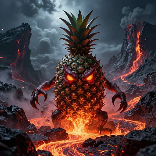 Fiery Pineapple Demon in Volcanic Realm