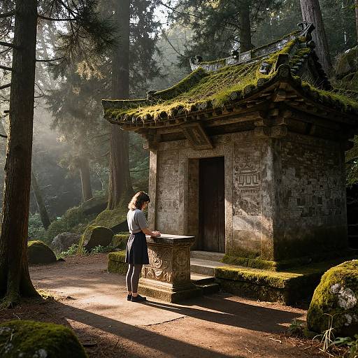 Serene Ancient Mountain Temple Prayer