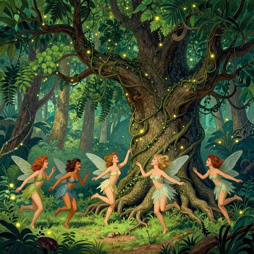 Dreamscape with Mythical Nymphs in Doré Style